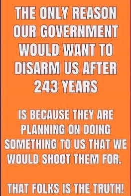 WHY AFTER 243 YEARS OUR GOVERNMENT WOULD WANT TO DISARM US…